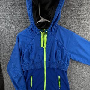 North Face Sanctuary Royal Blue Yellow Trim Full Zip Hooded Women Medium Jacket